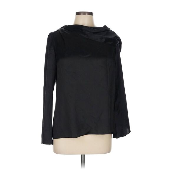 NWOT Valeria Silk Black Long Sleeve Off The Shoulder Top - Picture 3 of 5